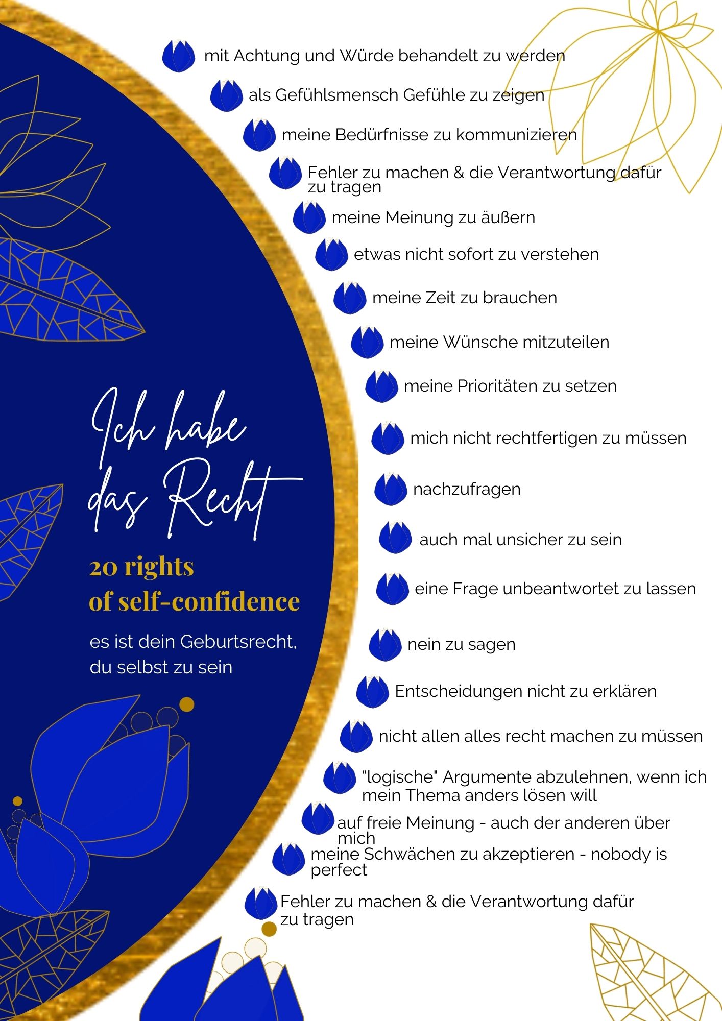 rights of self-confidence - liebe dich selbst by Gabriela Held Coaching